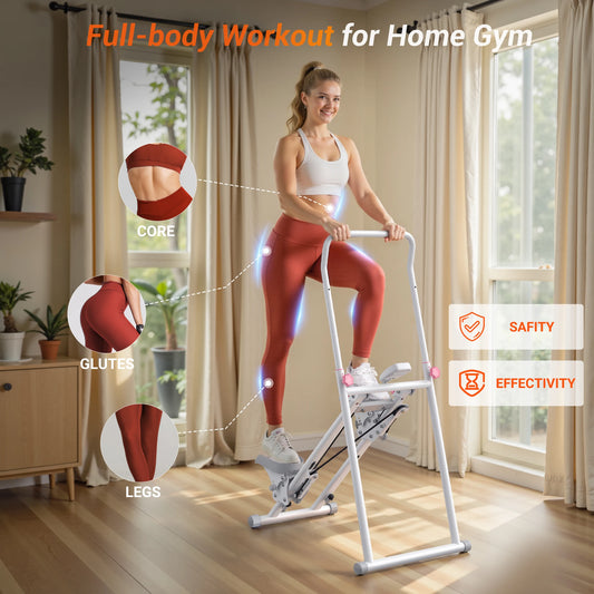 MERACH Stair Stepper for Home Gym Exercise, New Version Stairmaster for Full-Body Workout, Compact Folding Stair Climber with Extended Step Range, Adjustable Handlebar/Pedal