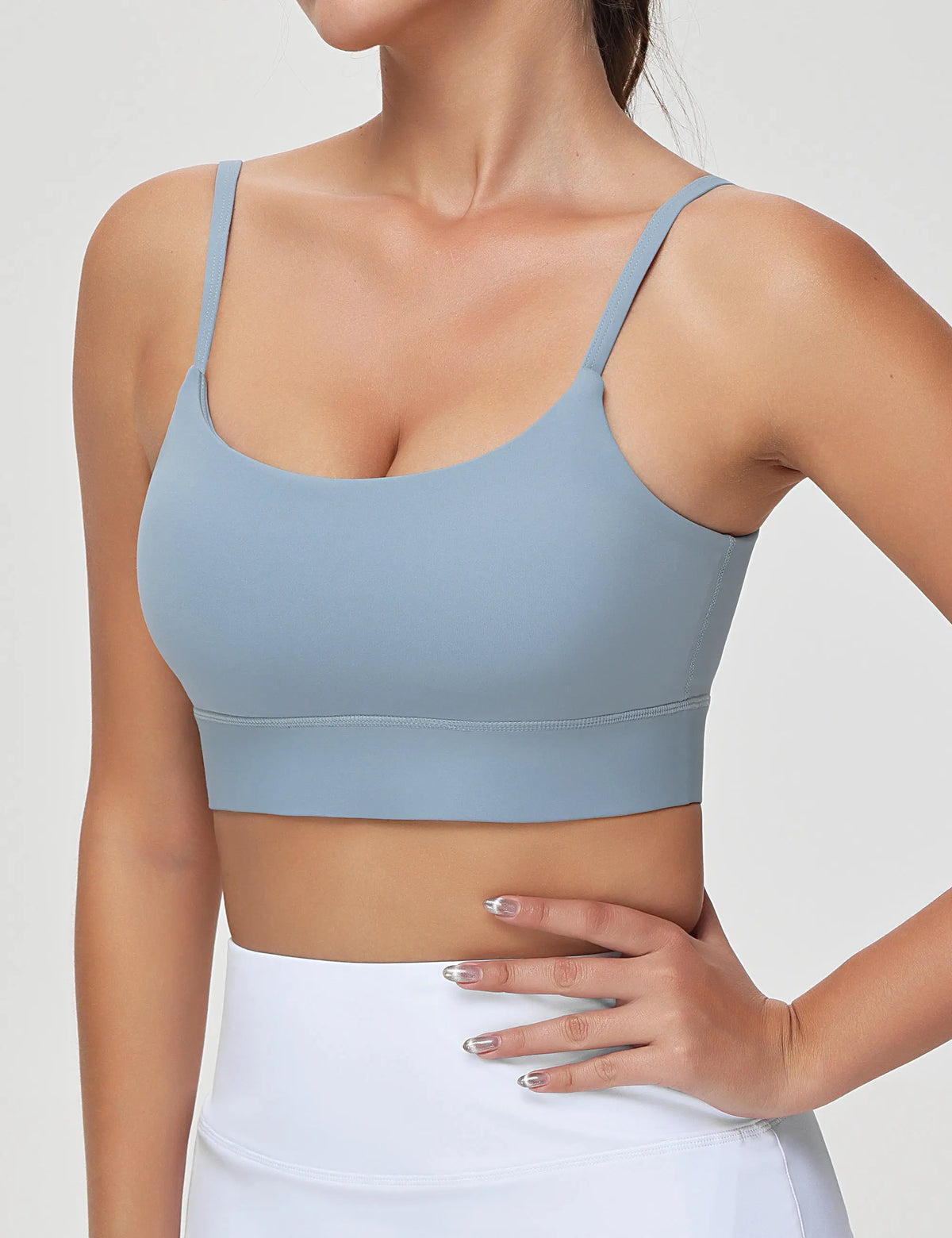 THE GYM PEOPLE Women's Adjustable Longline Sports Bras Scoop Neck Padded Wireless Workout Yoga Tops