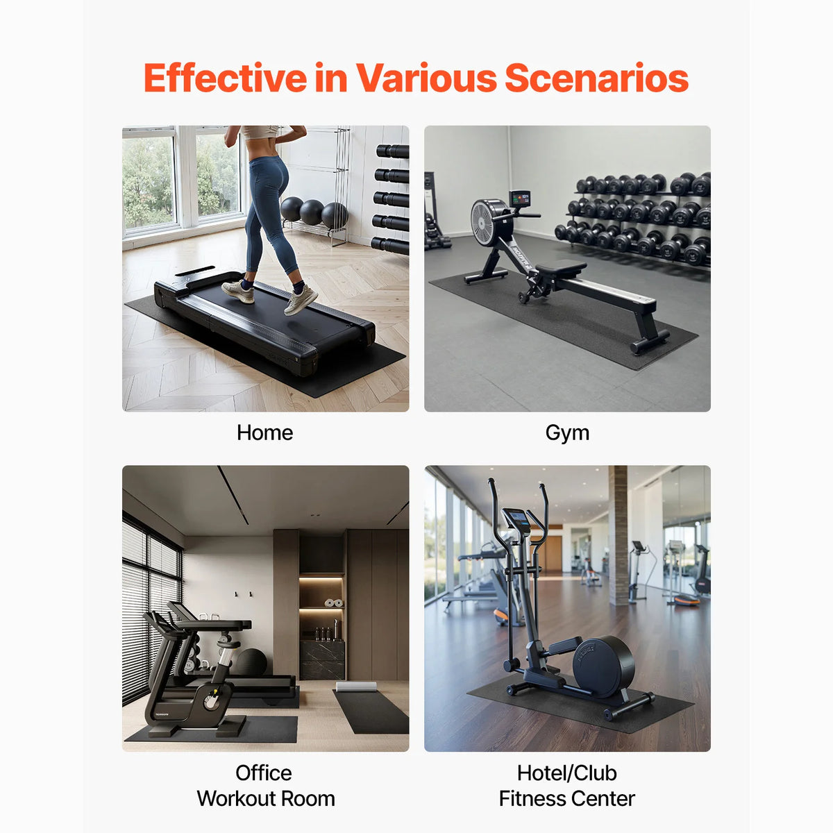 VEVOR Treadmill Mat for Carpet Floor Thickness High Density PVC Waterproof Non-slip Mat for Elliptical Home Gym