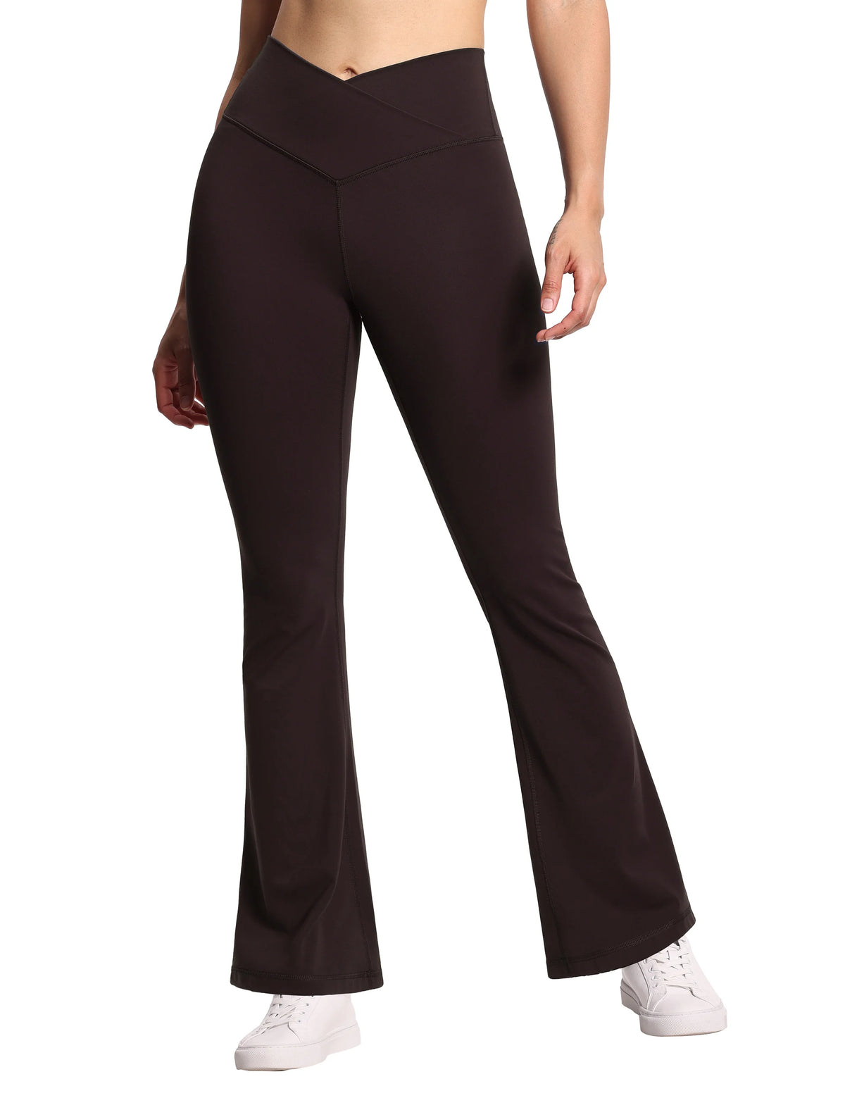 THE GYM PEOPLE Women's Crossover High Waist Flare Workout Leggings Bootcut Bell Bottom Yoga Pants with Tummy Control