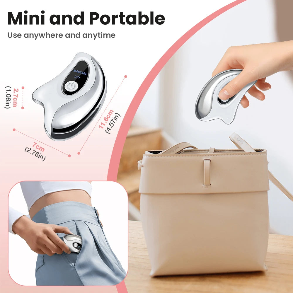 Electric Heated Gua Sha Tool, Hot Compress Face Massager, Facial Massager with Vibration, Beauty Device for Face & Neck, Skin Firming Device for Facial Sculpting, Gift for Women