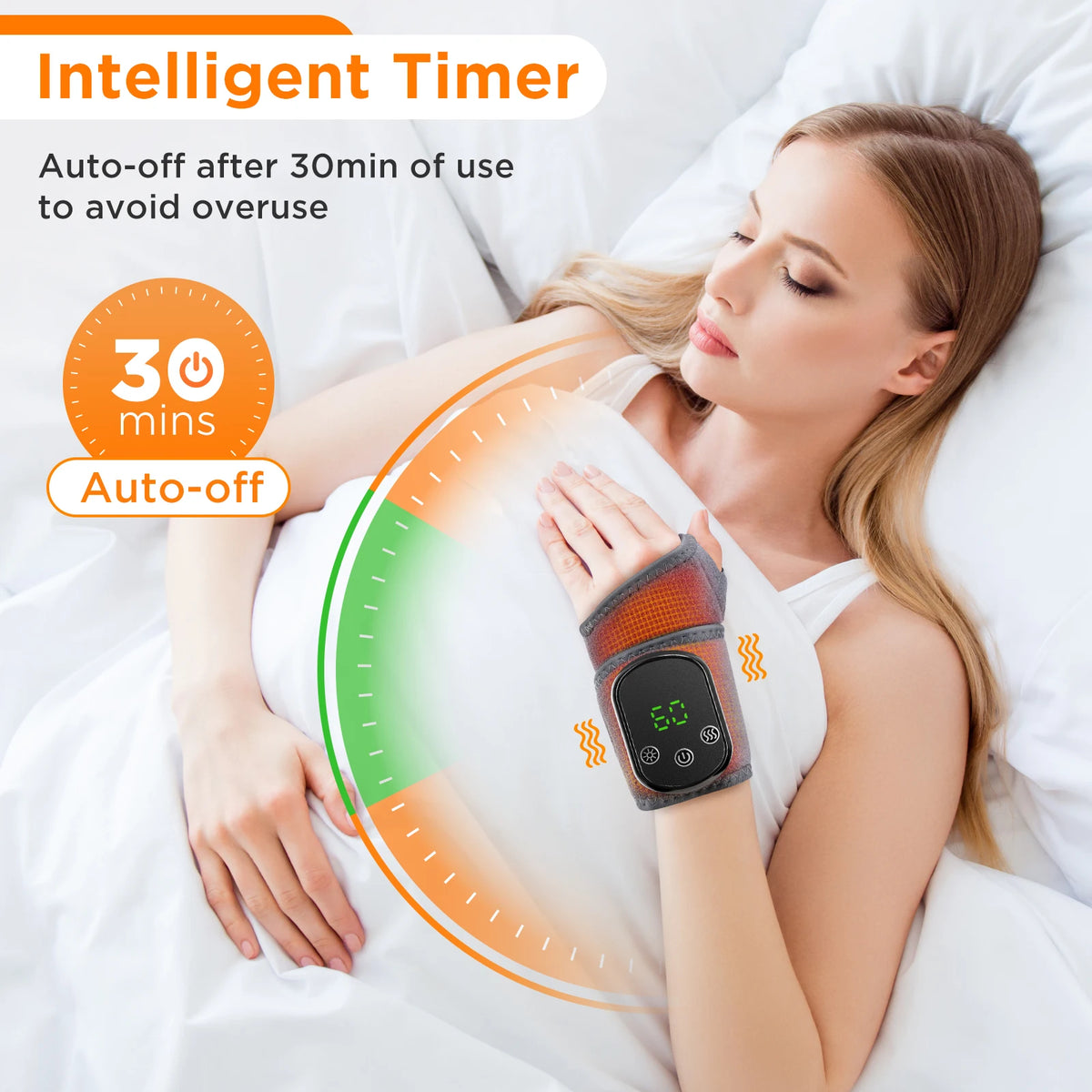 Heated Wrist Brace with Vibration Massage 5 Heat Levels 3 Vibration Modes USB Rechargeable Wrist Warmer Support for Men Women