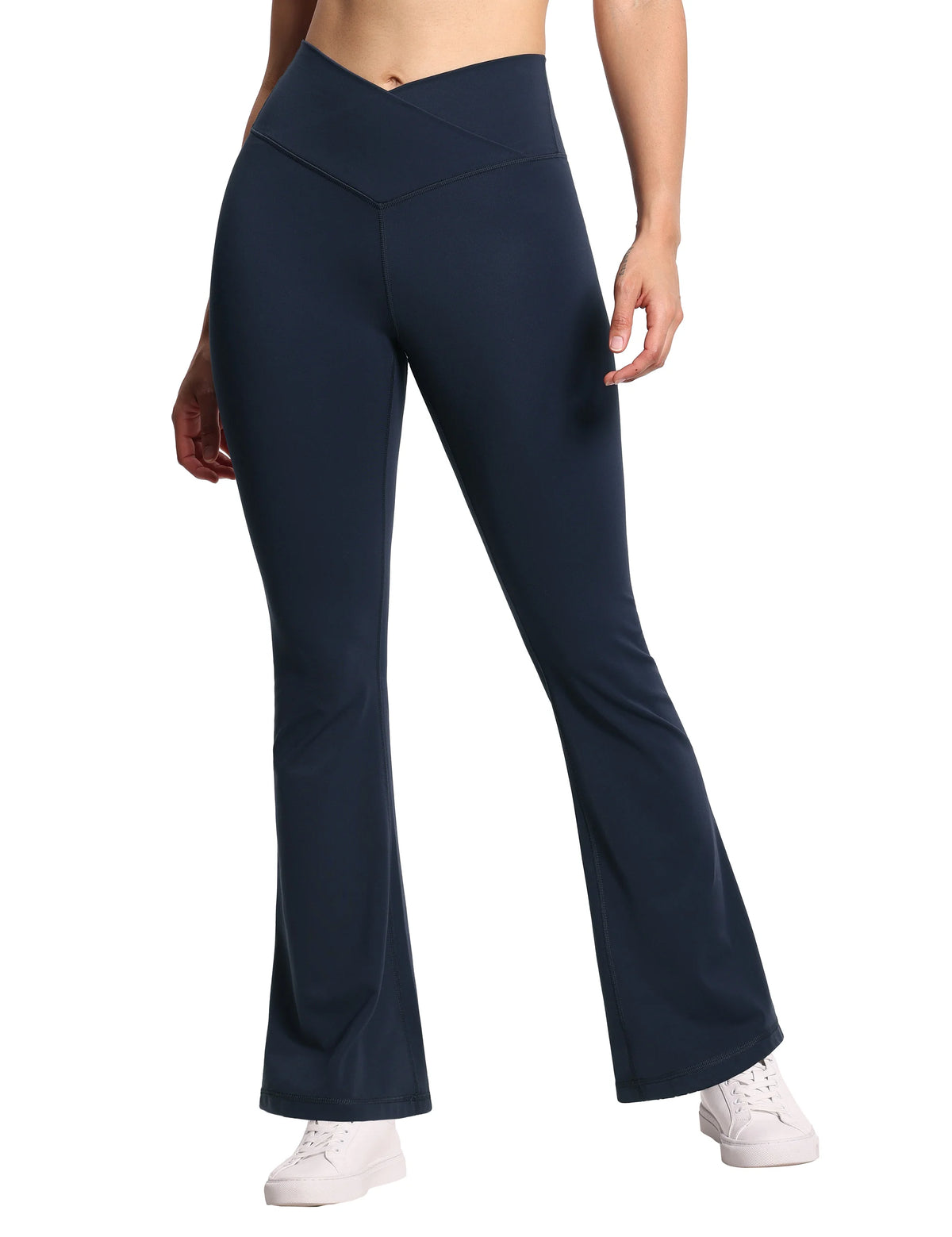 THE GYM PEOPLE Women's Crossover High Waist Flare Workout Leggings Bootcut Bell Bottom Yoga Pants with Tummy Control