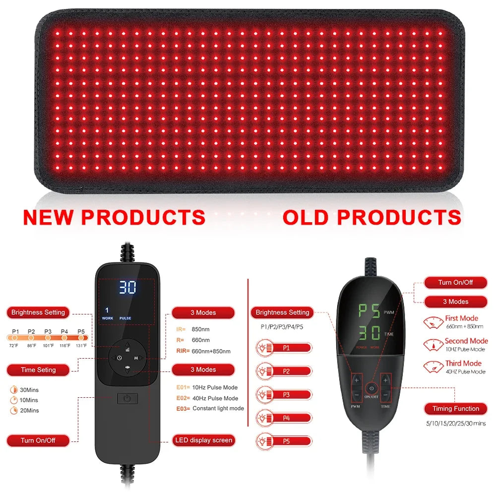 Red Light Therapy Heating Pad for Body Device Cushion Mat Waist Back Shoulder Muscle Pain Relief Relax Infrared Light