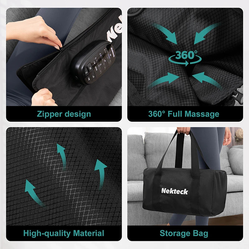 Nekteck 1 Pcs Air Pressure Leg Massager Cordless Foot Massage Boots Kneading Squeeze Deep Relaxation Calf with Storage Bag
