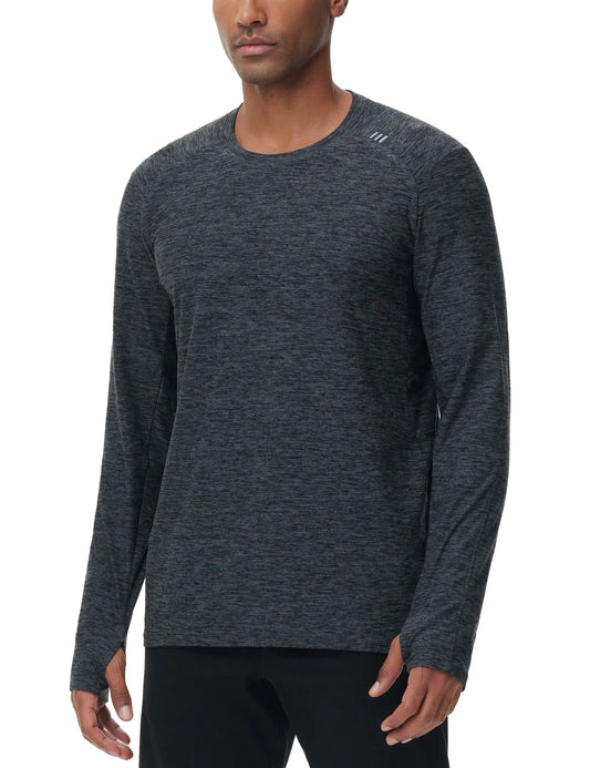THE GYM PEOPLE Men's Long Sleeve Workout Shirts Moisture Wicking Athletic Running Tee Tops with Thumb Holes