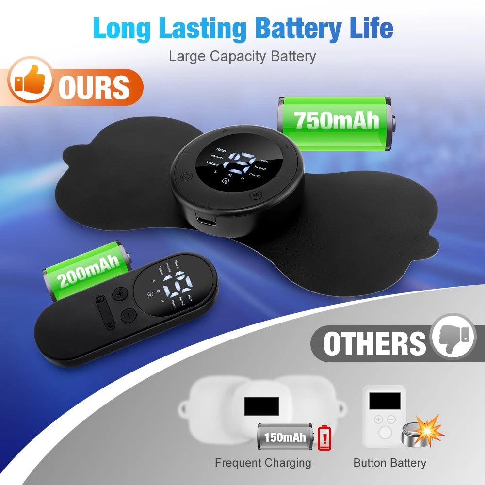 MS Foot Massager Mat 3 Heat Levels 6 Modes 19 Intensity Pads Remote Control 4000mAh Rechargeable Heated Foot Relaxation Pad