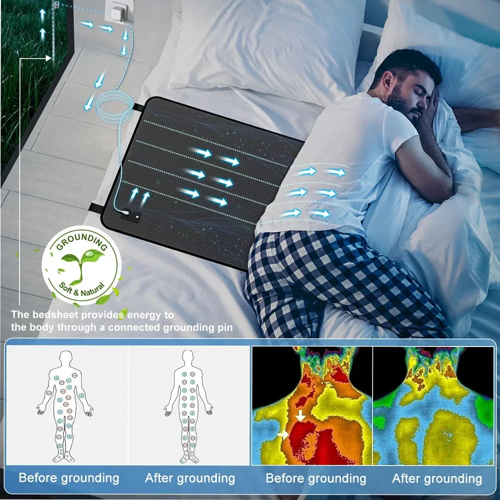 Astarexin Grounding Sleep Mat & Earthing Fitted Sheet, Organic Cotton with Conductive Silver Fiber, Home Bedding Set for Cozy Bedroom Comfort and Relaxation