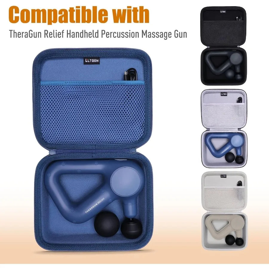 TravelReady Protective Carrying Case for Handheld Percussion Massage Gun Compatible with TheraGun Relief Ideal for Neck Back Le
