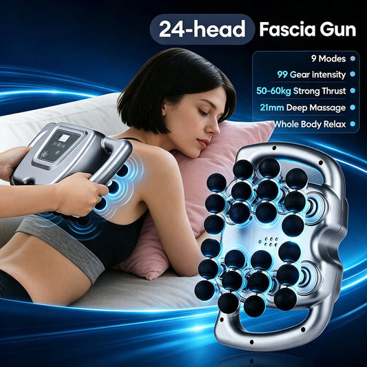 24-Heads Fascia Gun High-Frequency Vibration Body Massage Gun Back and Waist Massager Neck Shoulder Massager Muscle masajeador