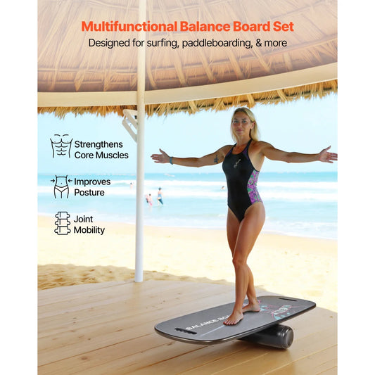 Ye Balance Board: 2-in-1 Wobble Board Trainer for Adults, Premium Wooden Balance Training Equipment with Roller, Magnetic Stoppers, Storage Rack, for Core Workouts, Surf Training & Physical Therapy