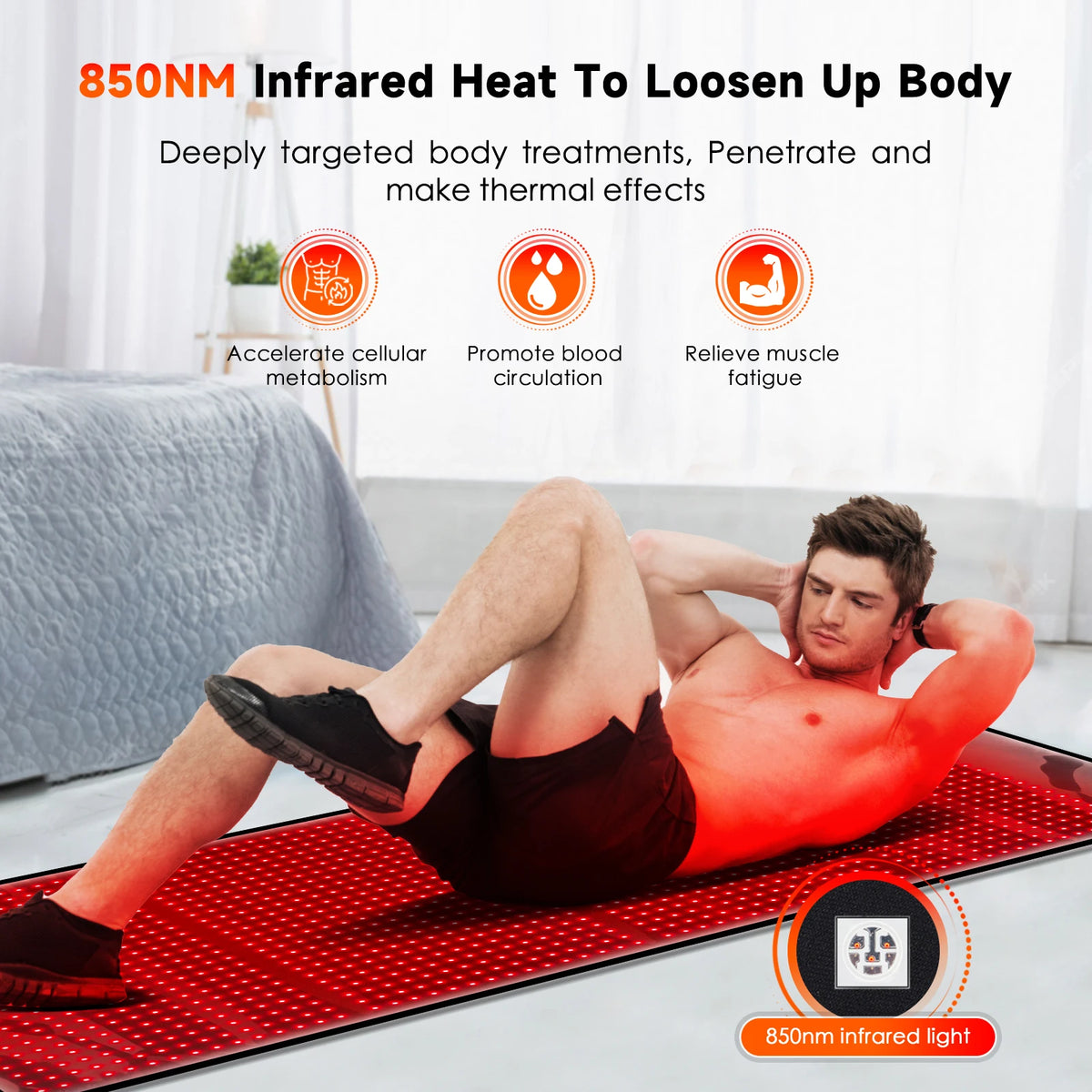 Astarexin 67"×24" Large Red & Near Infrared Light Therapy Mat 1440 LEDs 660nm 850nm, 160W Full Body LED Light Pad W/ REMOTE for Home Comfort Use