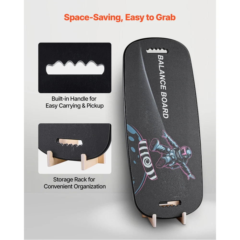 Ye Balance Board: 2-in-1 Wobble Board Trainer for Adults, Premium Wooden Balance Training Equipment with Roller, Magnetic Stoppers, Storage Rack, for Core Workouts, Surf Training & Physical Therapy