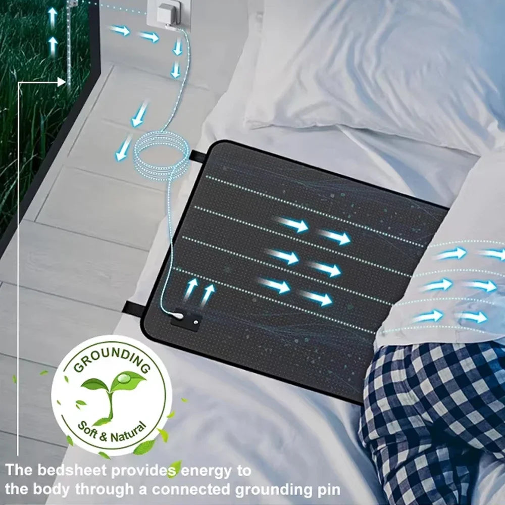 Astarexin Grounding Sleep Mat & Earthing Fitted Sheet, Organic Cotton with Conductive Silver Fiber, Home Bedding Set for Cozy Bedroom Comfort and Relaxation