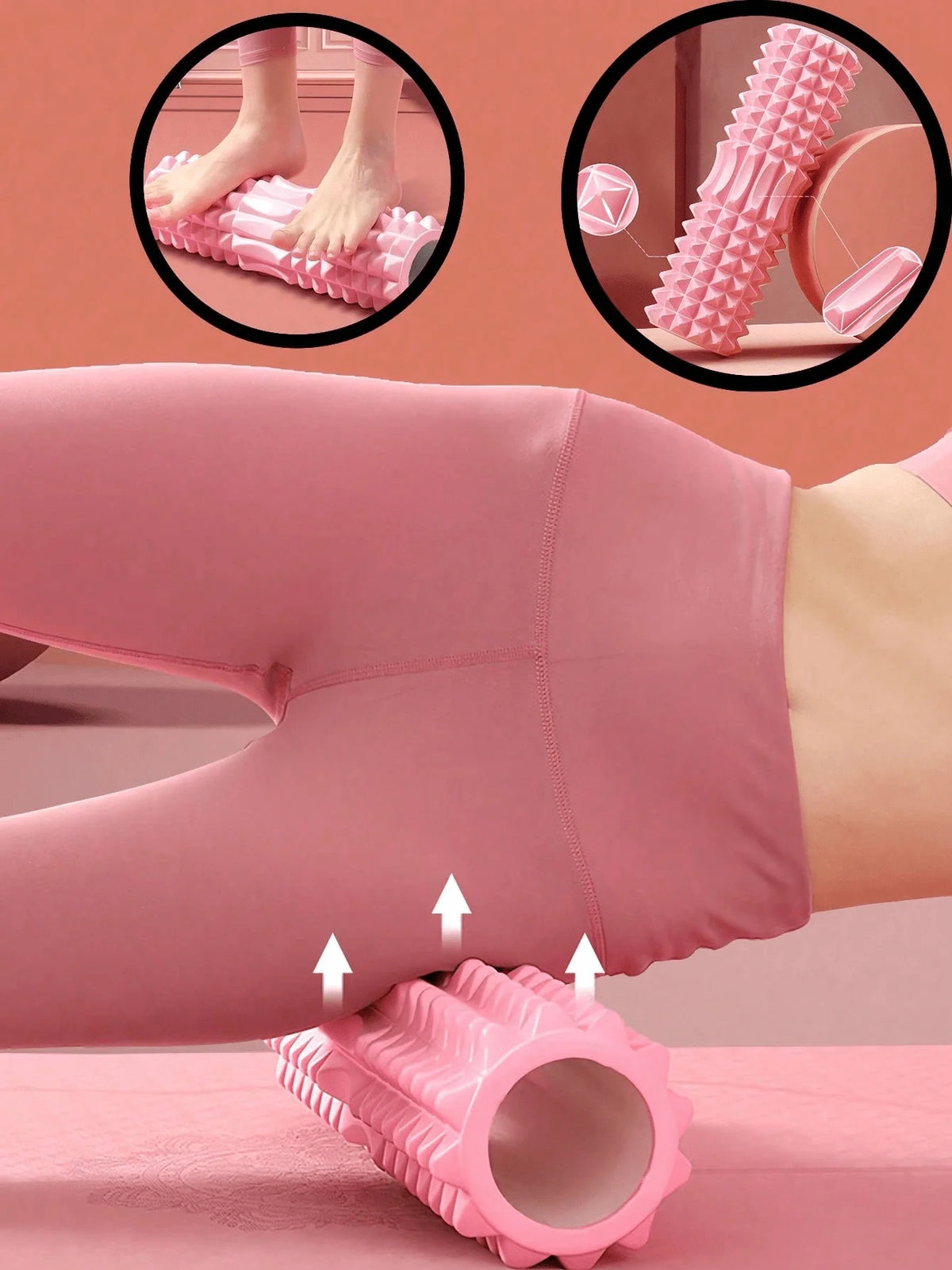 1pc Pk Foam Yoga Massage Roller, For Muscle Relaxation And Flexibility Training - Textured Surface For Deep Tissue Massage, Ideal For Yoga, Pilates And Fitness, Yoga Accessories | Textured Roller | Lightweight Roller, Yoga