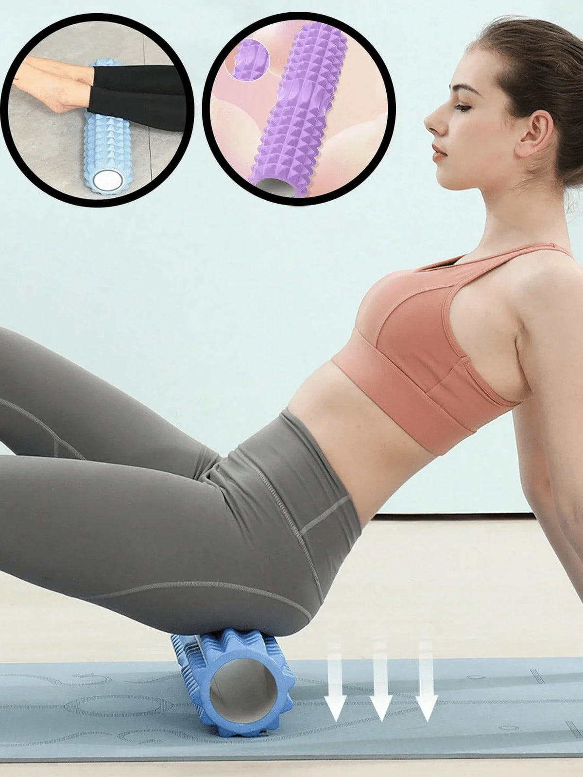 1pc Pk Foam Yoga Massage Roller, For Muscle Relaxation And Flexibility Training - Textured Surface For Deep Tissue Massage, Ideal For Yoga, Pilates And Fitness, Yoga Accessories | Textured Roller | Lightweight Roller, Yoga