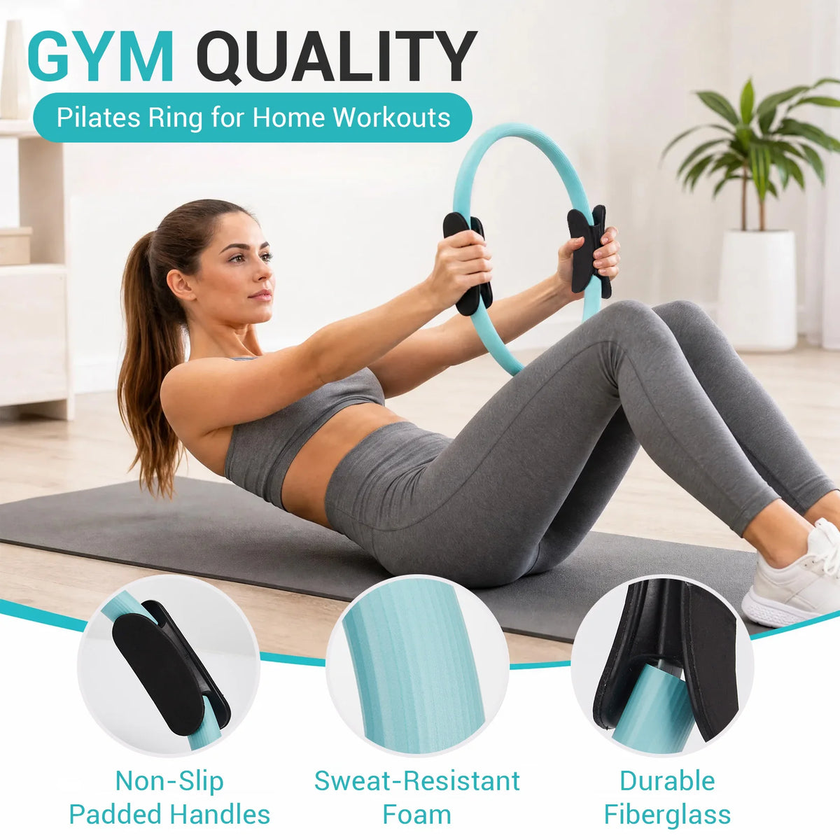 Pilates Training Set, 6-in-1 Pilates Ring, Exercise Ball, Resistance Bands, Core Sliders, Toning Bar, Workout Guide for Home Gym Yoga Fitness