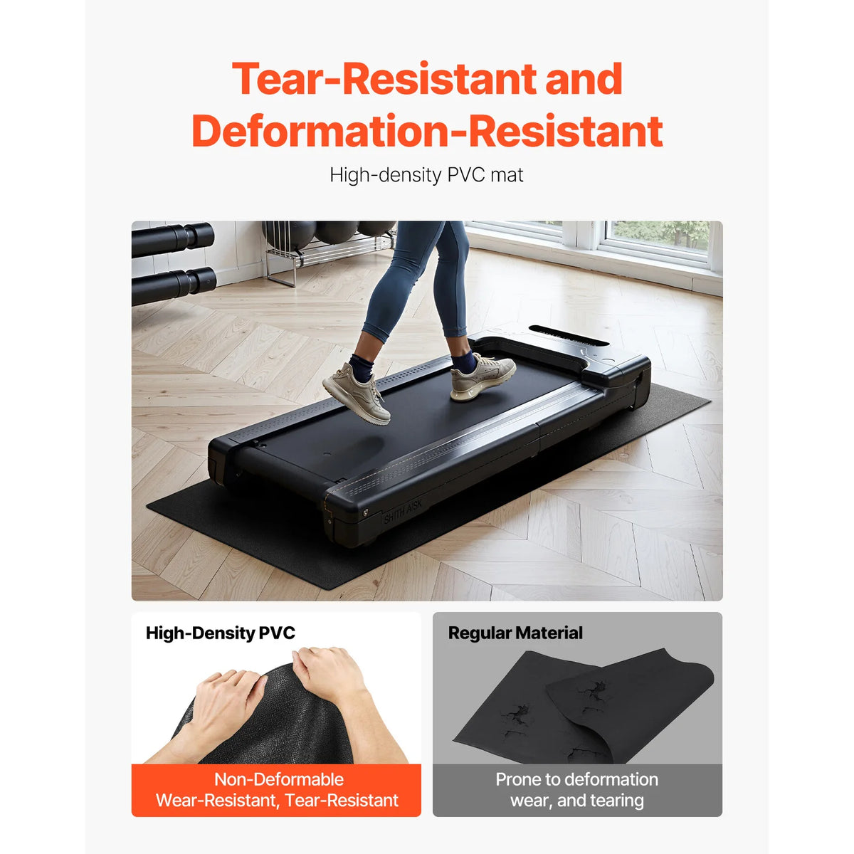 VEVOR Treadmill Mat for Carpet Floor Thickness High Density PVC Waterproof Non-slip Mat for Elliptical Home Gym
