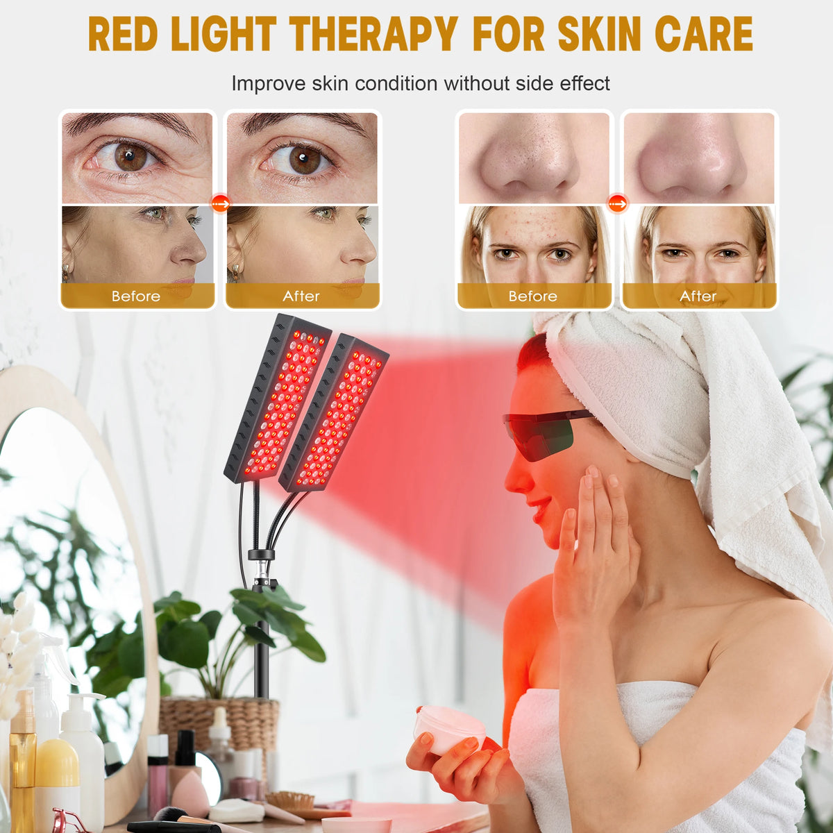 Updated Red Light Therapy Panel for Face Body Device Dual-head 150 Leds Lamps for Face Waist Back Shoulder Muscle Pain Relief Relax Skin Care Infrared Light