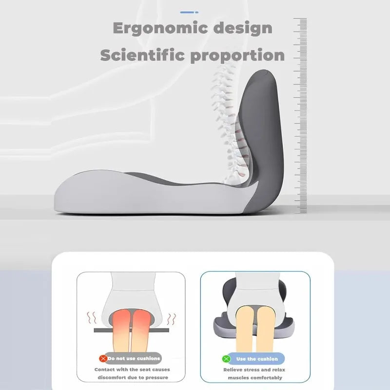 Memory Foam Seat Cushion with Backrest, Ergonomic Lumbar Support Office Chair Pad for Hip Pain, Washable Car & Home Use