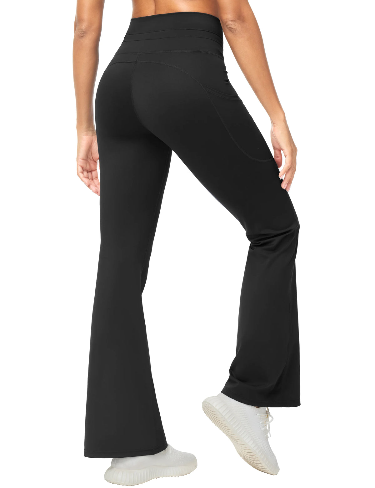 THE GYM PEOPLE Women's High Waisted Drawstring Flare Leggings Workout Soft Stetchy Bell Bottom Yoga Pants with Pockets