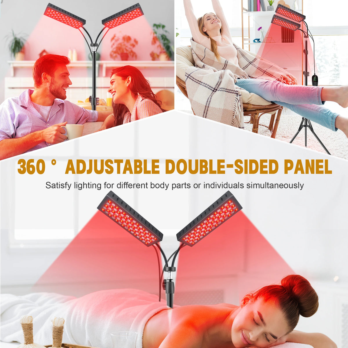 Updated Red Light Therapy Panel for Face Body Device Dual-head 150 Leds Lamps for Face Waist Back Shoulder Muscle Pain Relief Relax Skin Care Infrared Light