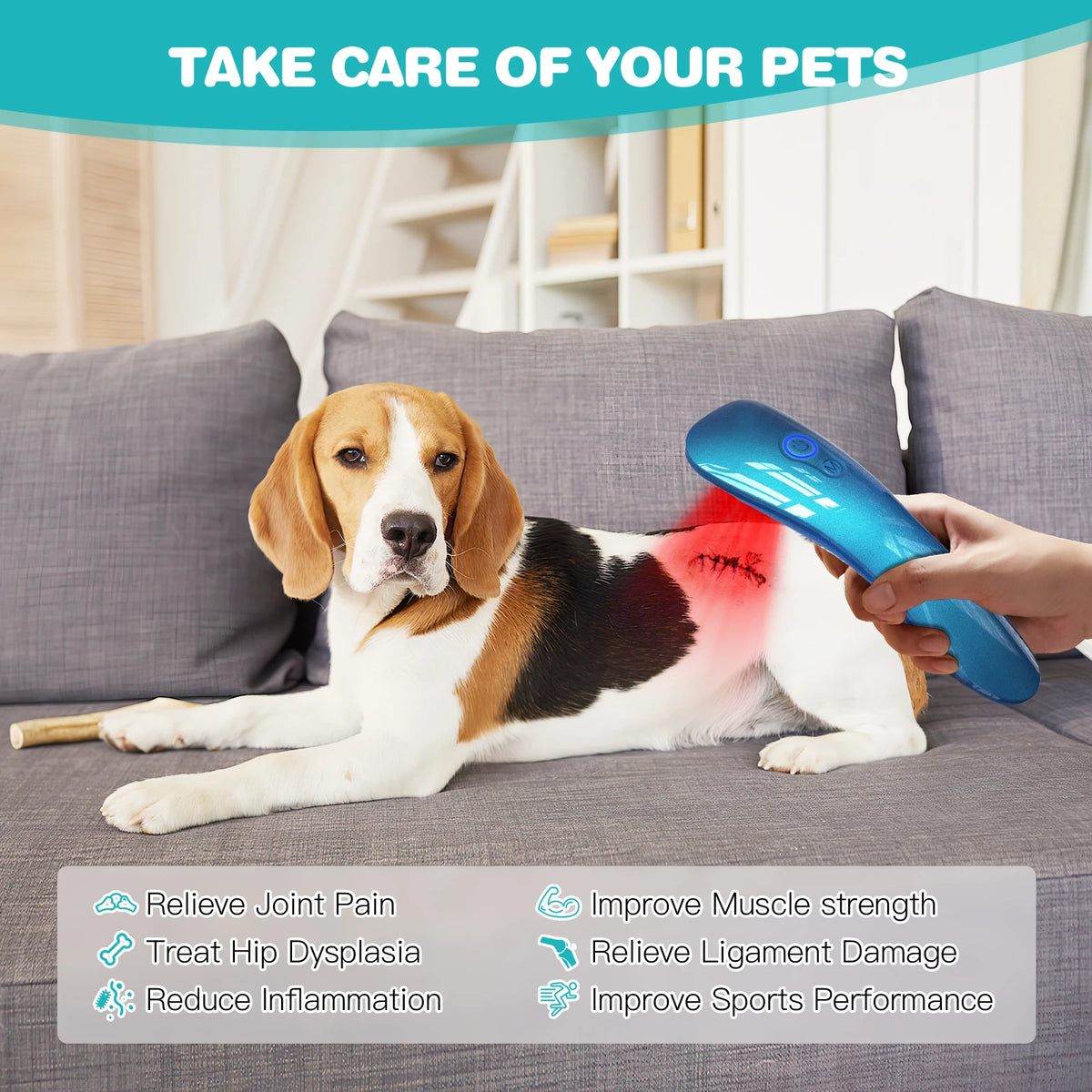 Red Light Therapy Device 18x620nm for Pet Body Pain Relief Veterinary Infrared Joint Muscle Rehabilitation Wand Home Arthritis Care