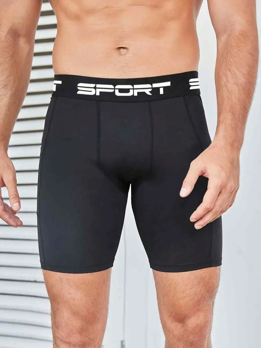 Mens Sport Compression Shorts With Pockets Quick Dry Breathable Athletic Training Underwear
