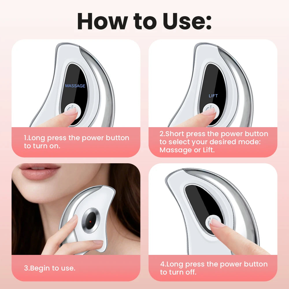 Electric Heated Gua Sha Tool, Hot Compress Face Massager, Facial Massager with Vibration, Beauty Device for Face & Neck, Skin Firming Device for Facial Sculpting, Gift for Women