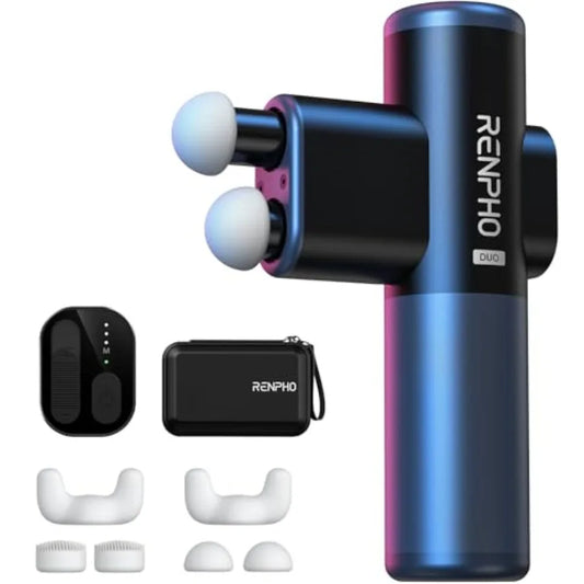 Mini Massage Gun with Double Heads Deep Tissue Percussion Massager for Travel Use Silicone Casings 3 Modes with Seamless Sp