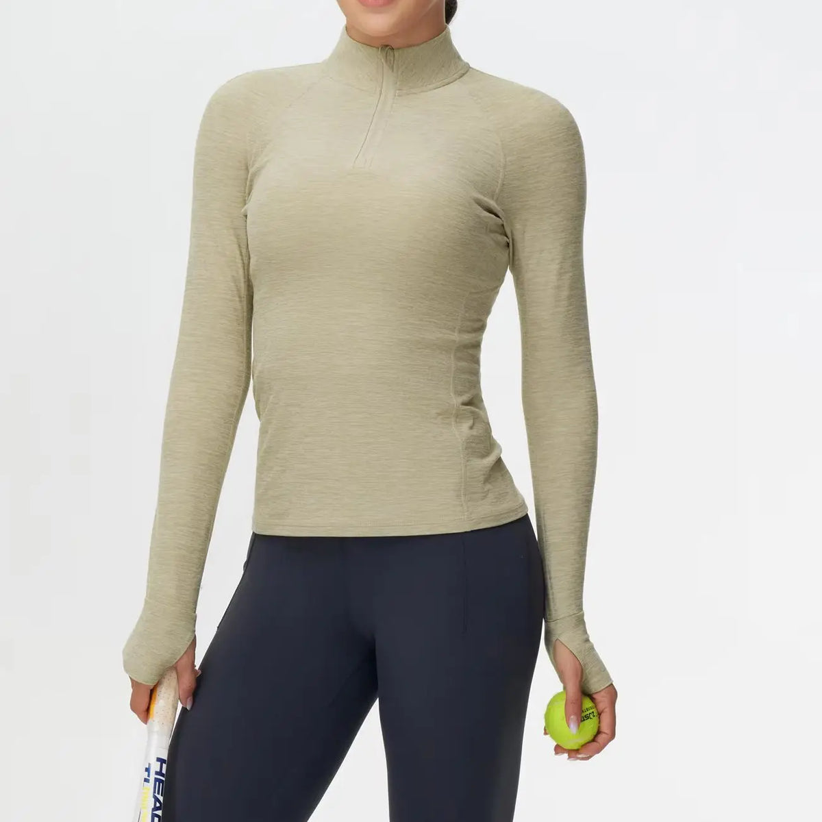 THE GYM PEOPLE Women's Half Zip Golf Workout Shirts Soft Warm Yoga Athletic Pullover Sweatshirts with Thumb Hole