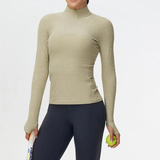 THE GYM PEOPLE Women's Half Zip Golf Workout Shirts Soft Warm Yoga Athletic Pullover Sweatshirts with Thumb Hole