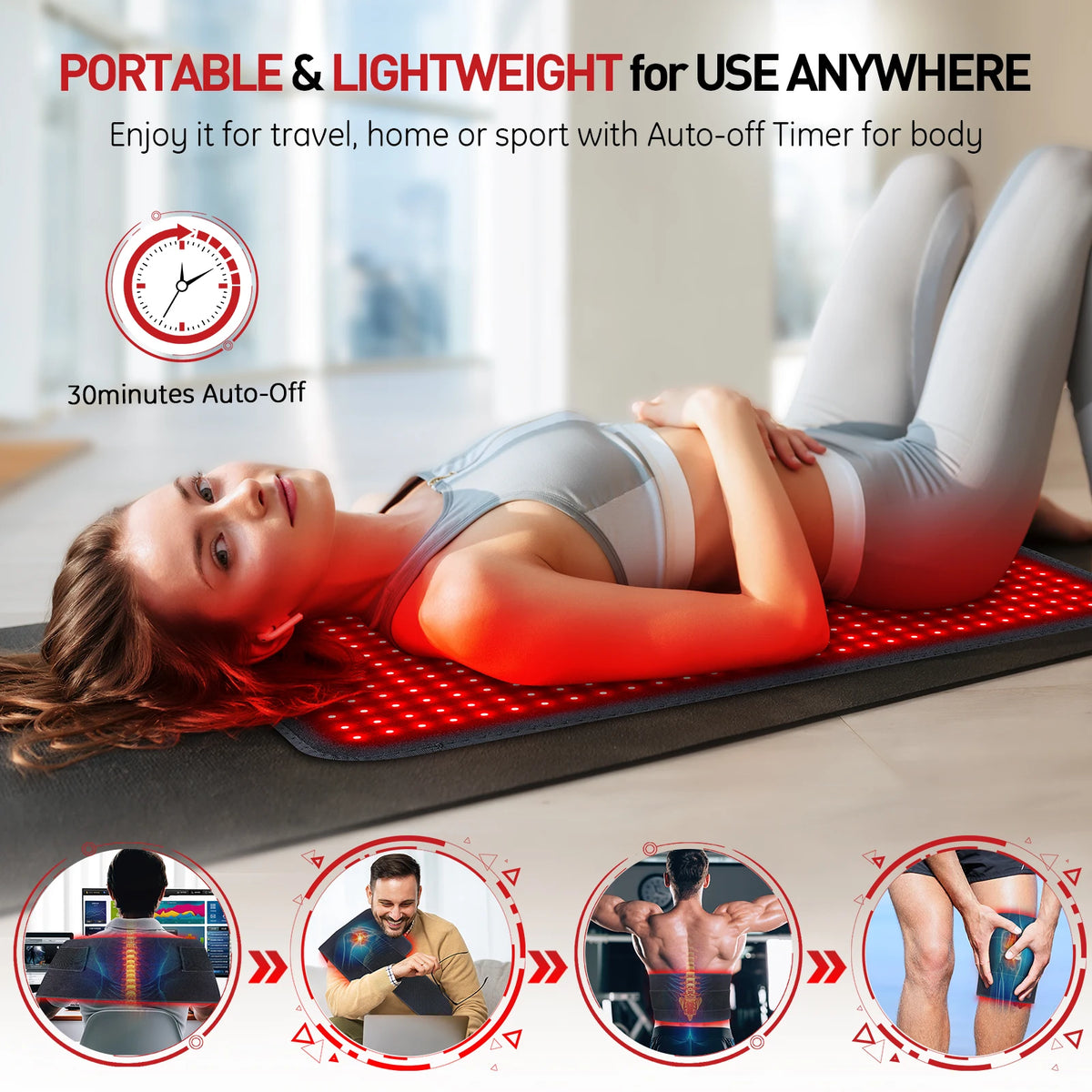 Red Light Therapy Heating Pad for Body Device Cushion Mat Waist Back Shoulder Muscle Pain Relief Relax Infrared Light