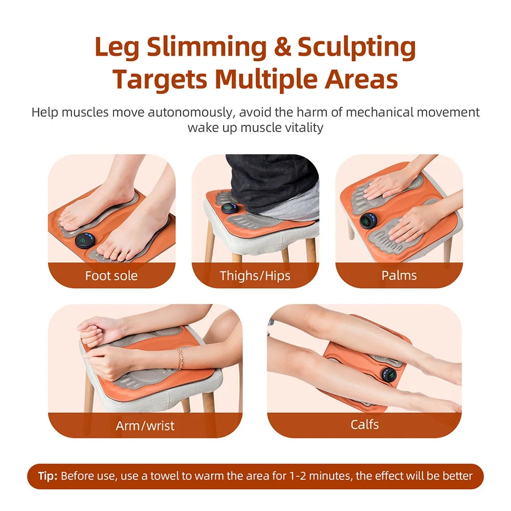 EMS Foot Massager Mat Electric Foot Massage Pad 15 Levels Intensity Foot Stimulator for Relaxation Muscle Leg Massage Portable Rechargeable Foot Massager